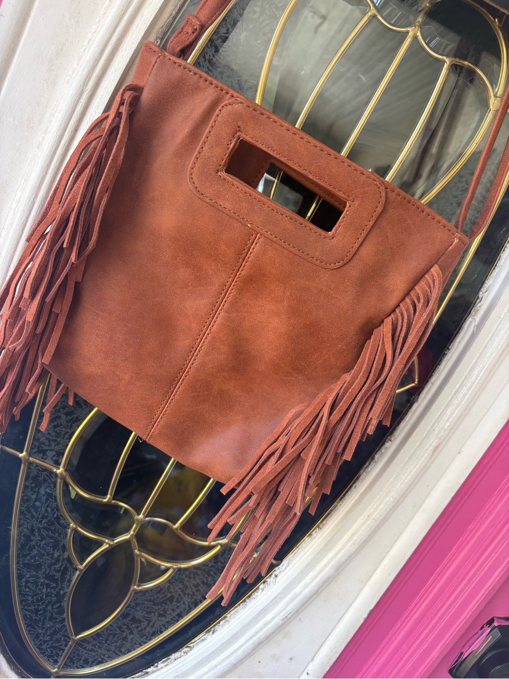 Amazon Rust Suede Fringe Shoulder Bag